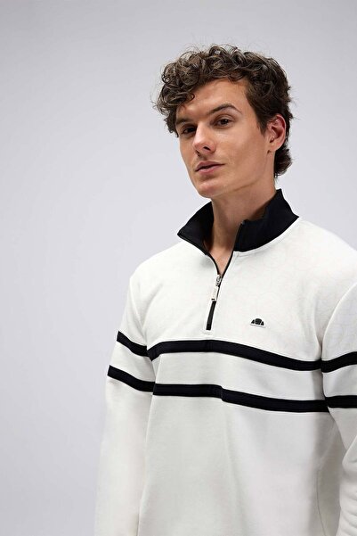 Ellesse Ανδρικό λευκό φούτερ με μισό φερμουάρ EM619-OF