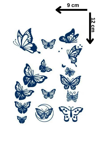 Barly 30 Gün / 1 Ay Kalıcı Kelebek Figürlü 12 Saat Sonra Kararan Geçici Dövme Tattoo