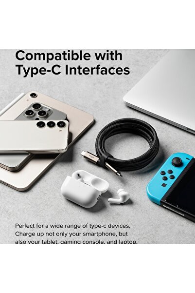 Ringke Cablu de date Type-C la Type-C, 240W, 2m - - Negru