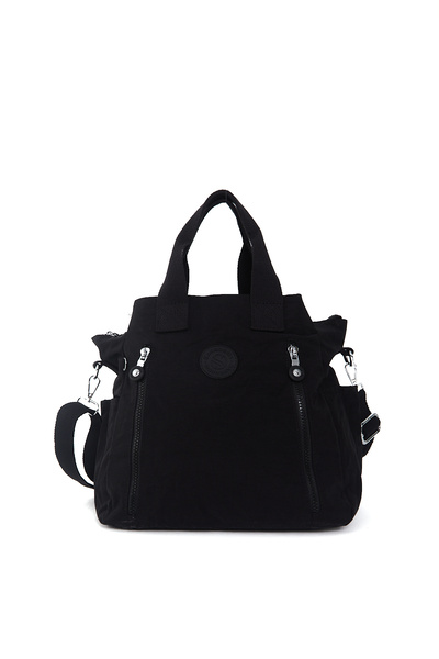 Sanmorris Women's Black Crinkle Fabric Crossbody Hand & Shoulder Bag