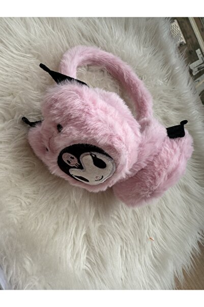 Blotch Winter Earmuffs That Protect from the Cold, Featuring Kuromi, Fluffy Pink Color, Cute Plush Earmuffs for Girls