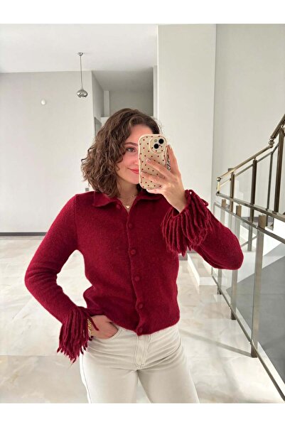 Sude Kızanlıklı Soft Cardigan with Tassel Detail on the Sleeves
