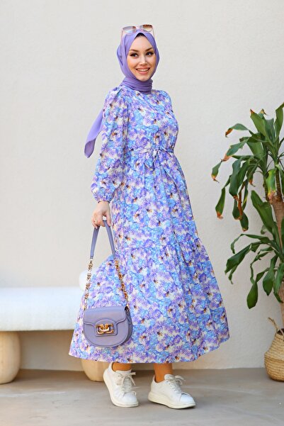 Kombinazon Φόρεμα λιλά με σχέδιο μέλισσας Lavinya