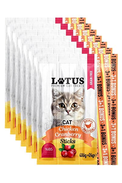 Lotus Tavuk Etli Kızılcıklı 7 adet 4lü Leziz Kedi Sticks Lamb Ödülü Çubukları...