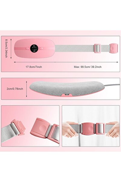 Generic Portable Heating Pad – Period Heat Belt, 3 Temperature & Vibration Modes (Pink)