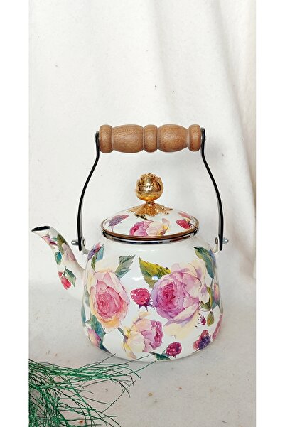 EBRULİEMAYE Rose Deluxe Enamel Teapot Kettle 2.5 Liters