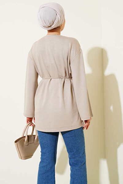 Smy moda Spanish Sleeve Lace-Up Tunic Crew Neck