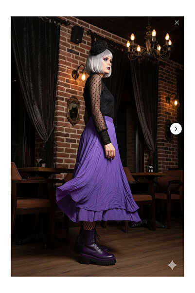 Namaste Vintage Purple Color Elastic Waist Lined Washable Model Gothic Skirt