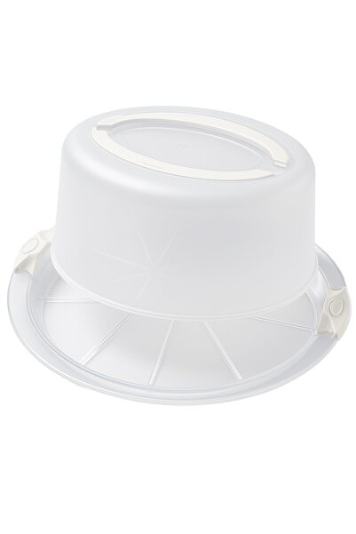 PUFO Cookies round platter with transparent lid for serving cakes, cookies, muffins, Ø 29 cm, cream