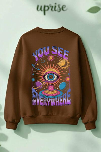 Vordevia Hanorac See Heart din bumbac cu 3 fire, guler rotund, oversize