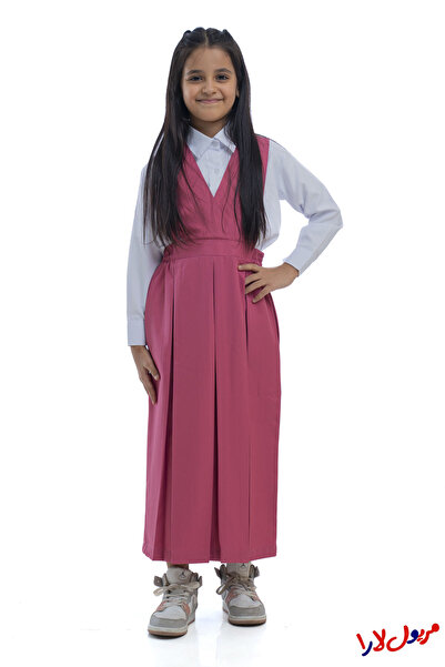 maryool lara مريول وردي سادة فاتح بقصة اكس موديل (قطعة واحده)