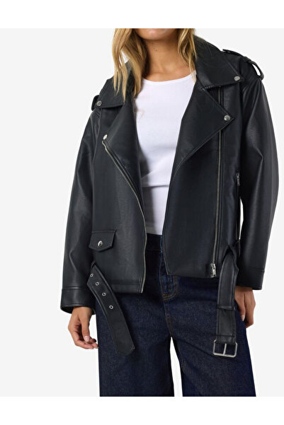 Noisy May Noisy May Faux Leather Jacket, black