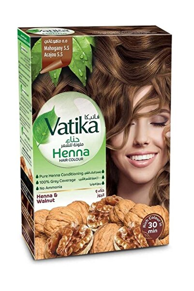 Vatika صبغة شعر حناء رقم 5.5 ماهوجني بدون أمونيا