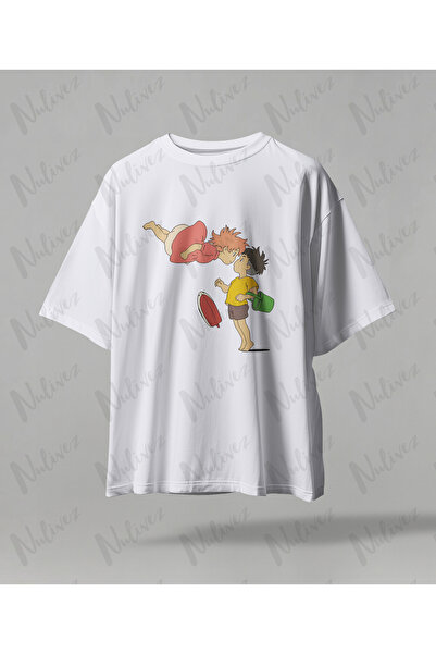 Nulivez تي شيرت مطبوع بتصميم أنيمي ستوديو جيبلي بونيو عالي الجودة للجنسين مقا...