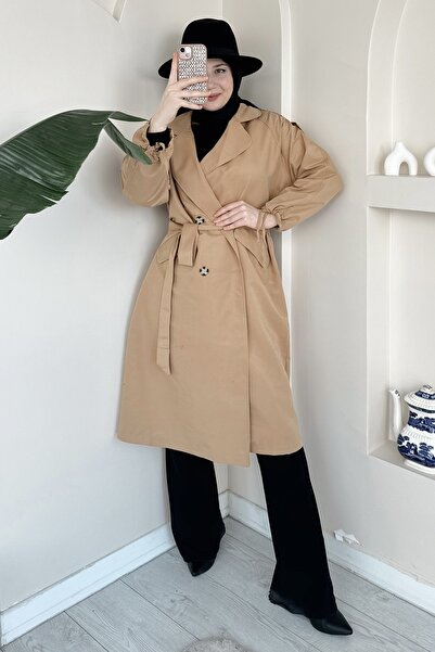 ModAysem Kol Bağlama Detaylı Camel Trençkot 94041517