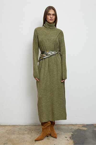 QANU άνοιγμα Πλεκτό Τούνικ Καγκλά Πράσινο