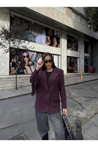 Rabury Butik Elora Kolları Püsküllü Kaşe Blazer Ceket