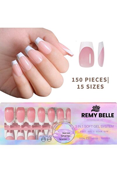 Remy Belle French Gel Nail Tips 150 Pcs 15 Sizes - White French Tip Press On ...