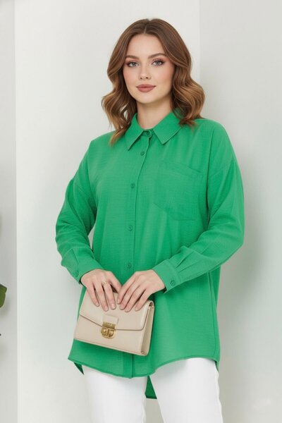 HİRAMİR Kadın Oversize Yeni Sezon Pera Keten Gömlek