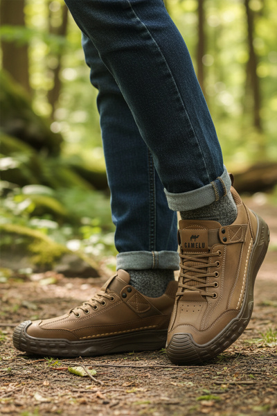 GAMELU Μπεζ ανδρικά παπούτσια casual περπάτημα από γνήσιο δέρμα Season M