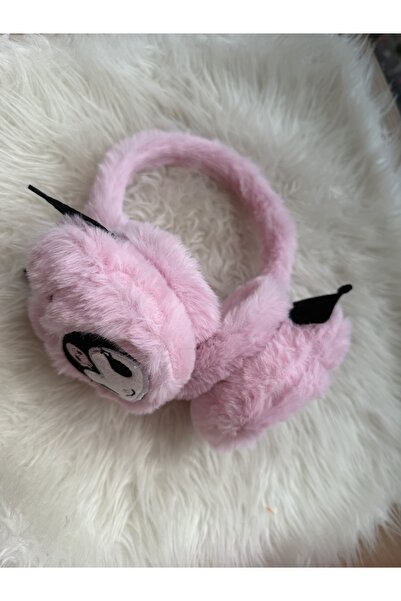 Blotch Winter Earmuffs That Protect from the Cold, Featuring Kuromi, Fluffy Pink Color, Cute Plush Earmuffs for Girls