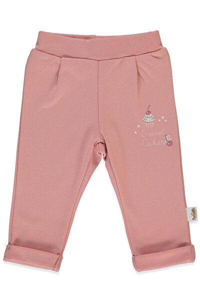 Bebetto بنطلون إنترلوك عضوي بدون جيوب (كعك عضوي) ورد مجفف