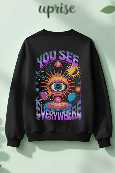 Vordevia Hanorac See Heart din bumbac cu 3 fire, guler rotund, oversize