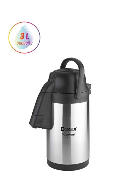 Dessini Regina Stainless Steel Flask Silver/Black 3 Liters