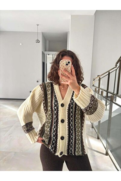Sude Kızanlıklı Ethnic Patterned Knitwear Cardigan