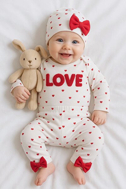 GizaKids 100% Cotton Hat Baby Girl Long Sleeve Seasonal 3-Piece Set