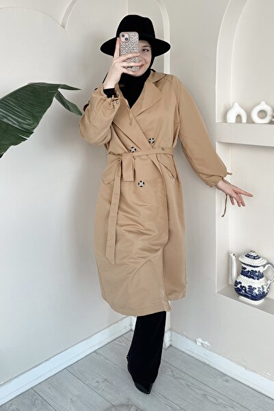 ModAysem Kol Bağlama Detaylı Camel Trençkot 94041517