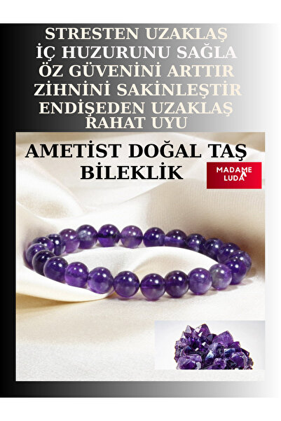 MADAME LUDA Doğal Taş Ametist (STRES-İÇ HUZUR-SAKİNLİK-ZİHİNSEL RAHATLAMA-POZ...