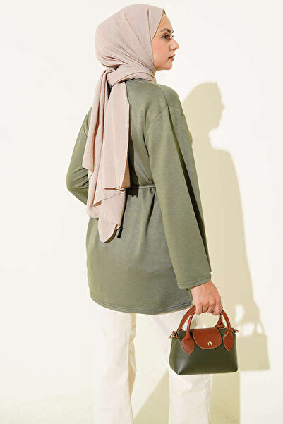 Smy moda Spanish Sleeve Lace-Up Tunic Crew Neck