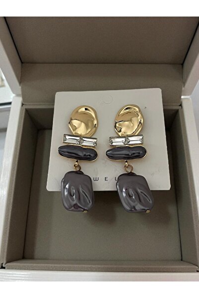 NAİFTAKIAKSESUAR Women's Gray Color Long Dangle Earrings