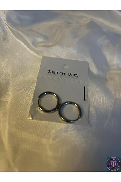 uyguntakıaksesuar Gümüş Renk Paslanmaz Çelik Halka Küpe – Unisex Günlük Takı