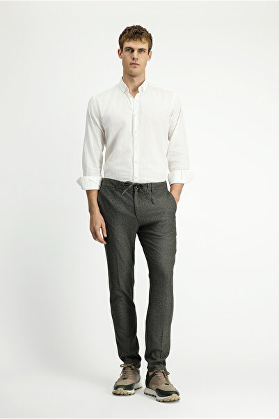 Kiğılı Super Slim Fit Extra Slim Fit Elastic Waist Drawstring Patterned Lycra Classic Fabric Pants