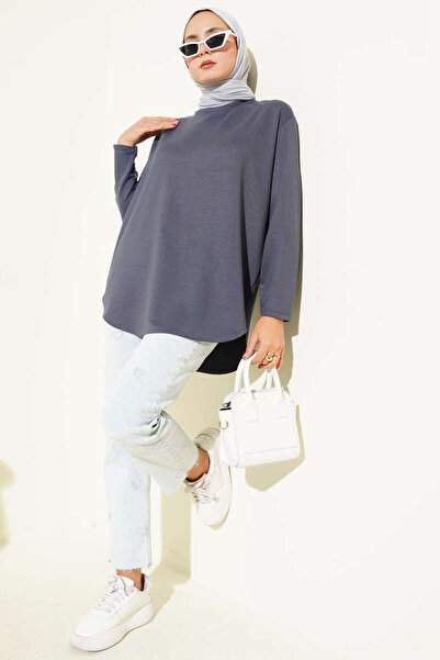 Smy moda Basic Bottom Seamless Solid Color Long Sleeve Tunic