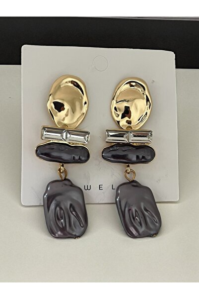 NAİFTAKIAKSESUAR Women's Gray Color Long Dangle Earrings