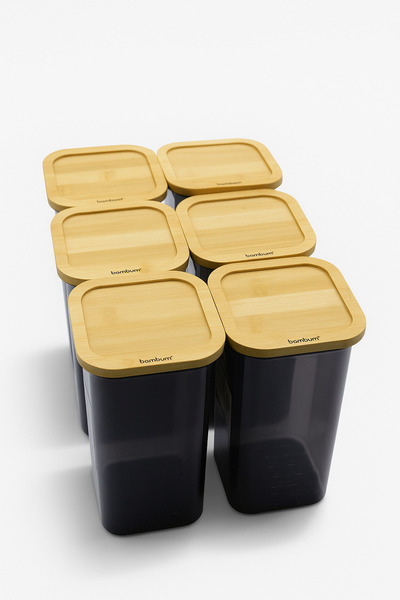 Bambum Soltero Leakproof 6-Piece Plastic Storage Container, Organizer Set with Bamboo Lid
