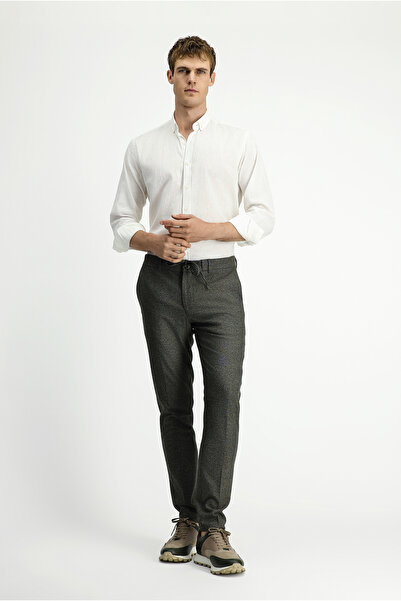 Kiğılı Super Slim Fit Extra Slim Fit Elastic Waist Drawstring Patterned Lycra Classic Fabric Pants