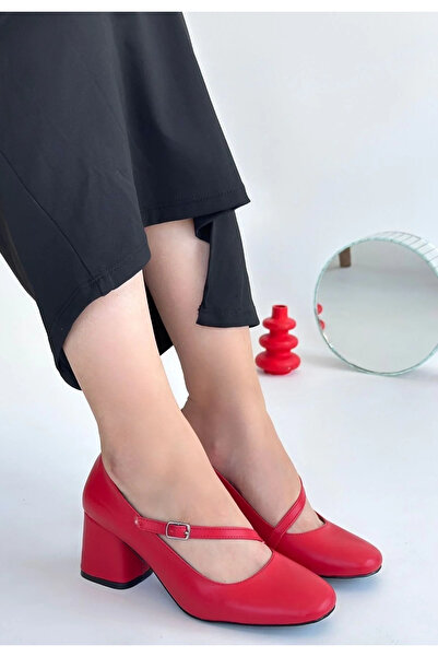 GökTR Kier Red Skin Heeled Shoes