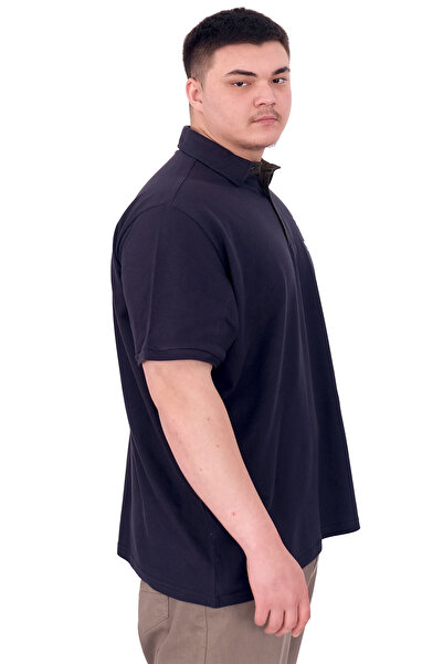 ModeXL Ανδρικό μπλουζάκι με λαιμόκοψη πόλο Mode XL Plus Size YOURSELF U25310 Navy Blue