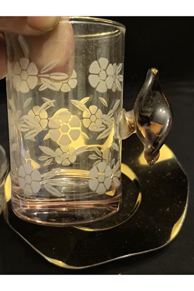 Keopsantique home Curved Handle Coffee Color Rose Tea Set