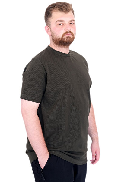 ModeXL Ανδρικό μπλουζάκι Mode XL Plus Size Crew Neck Dore U25034 Χακί