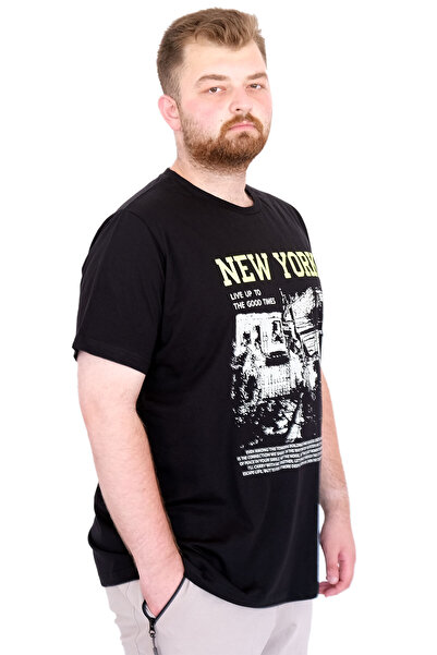 ModeXL Mode XL Великий розмір Чоловіча футболка Велосипедна Ysks NEW YORK U25036 Чорна