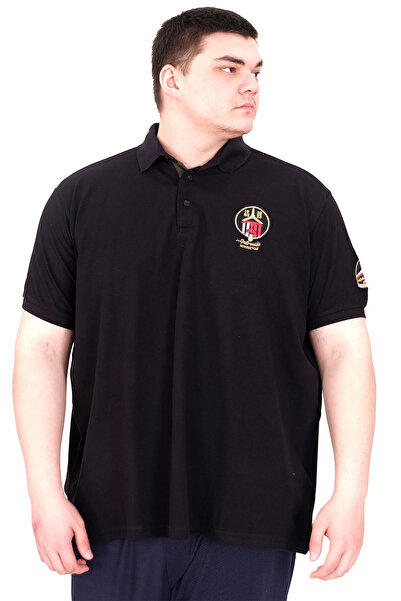 ModeXL Ανδρικό μπλουζάκι Mode XL Plus Size με γιακά πόλο U25306 Μαύρο