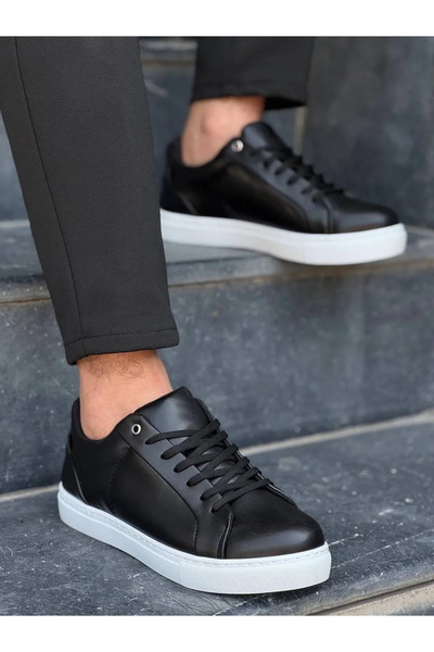 lunirawear Drnds Kb-Bx1 Kuback Black Leather High White Sole Casual Men's Shoes (211849) (Size: 44)