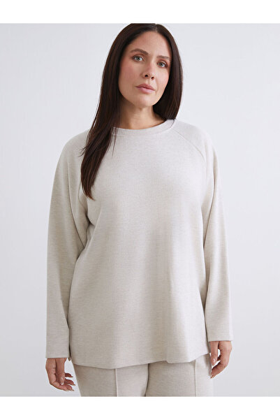 LC Waikiki البيج طاقم الرقبة البلوز المرأة