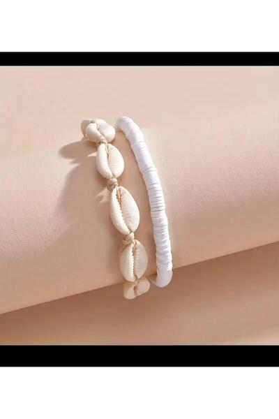 Arescollection 2-Piece Seashell Elegant and Stylish Rope Anklet