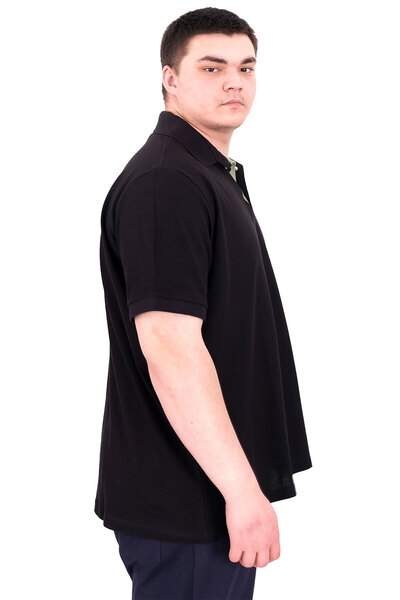 ModeXL Ανδρικό μπλουζάκι με λαιμόκοψη πόλο μεγάλου μεγέθους Mode XL με κέντημα U25307 Μαύρο